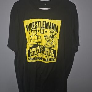 HULK HOGAN - ANDRE THE GIANT Funko Black & Yellow Wrestlemania Graphic Tee
